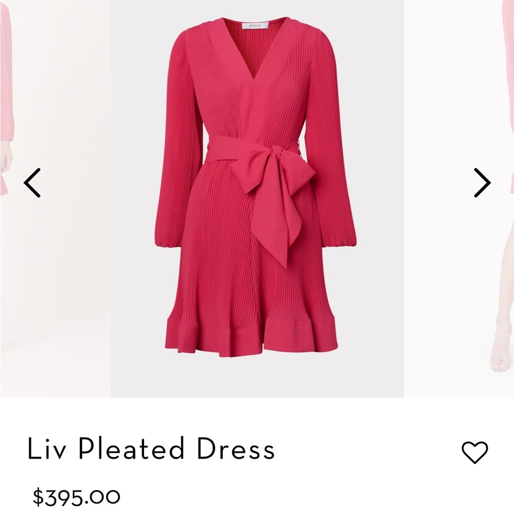 Milly Liv Pleated Dress in Pink